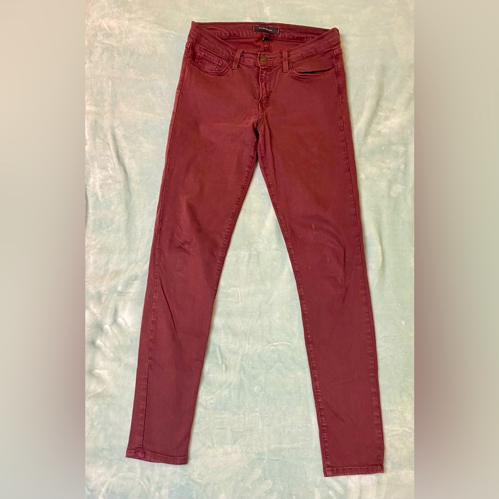 Flying Monkey Skinny Jeans Womens 29 Low Rise Burgundy Red Denim Made in USA